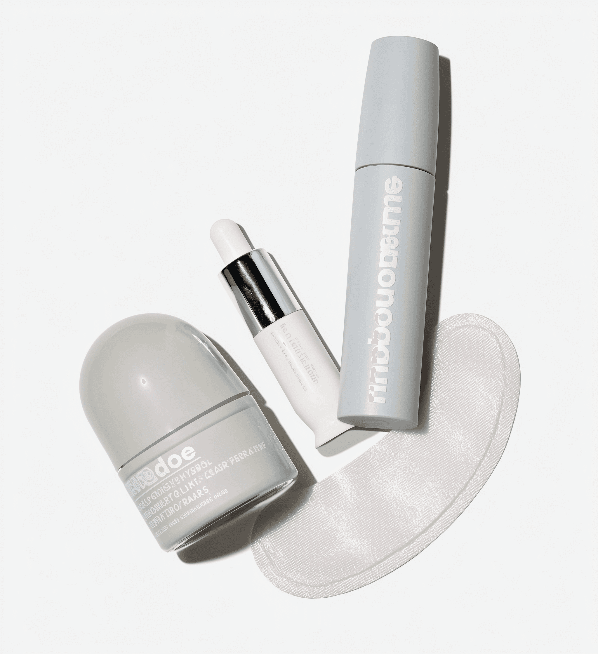 Makeup products on a white background
